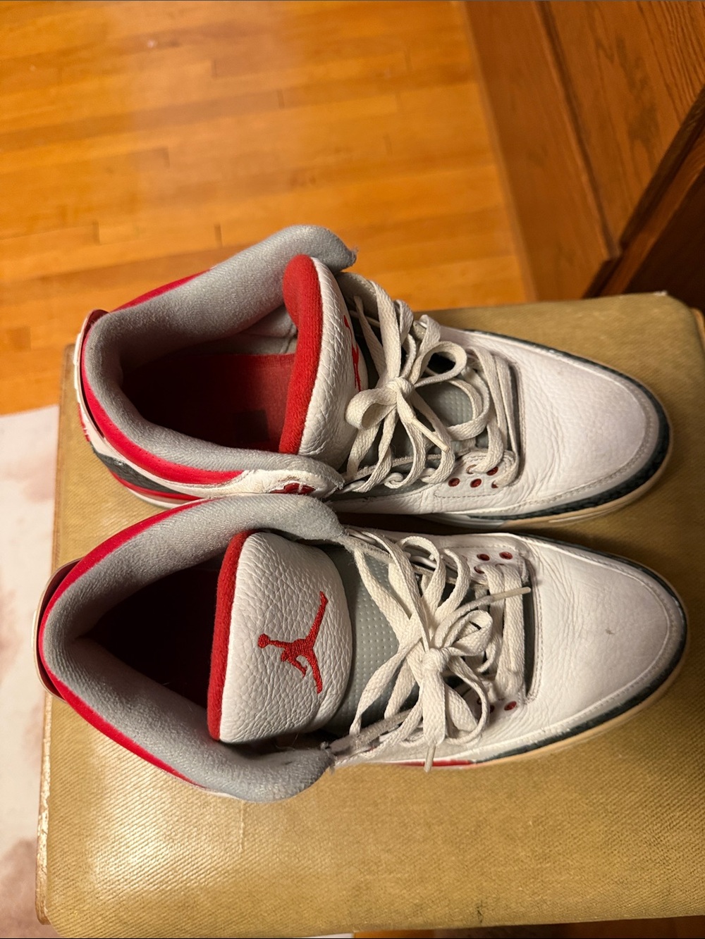 Jordan White and Red High-Top Basketball Sneakers